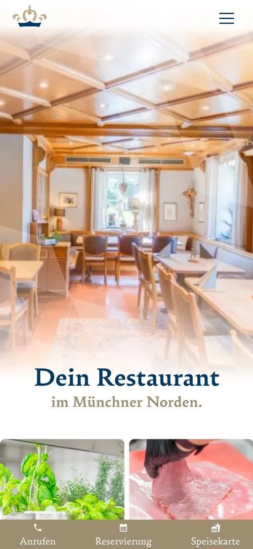 Webseite des Restaurant Kurfürst. Startseite Hero Sektion. Die Webseite ist eine Gastique Webseite.